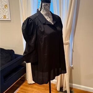 Frame Denim Black Puff Sleeve Blouse